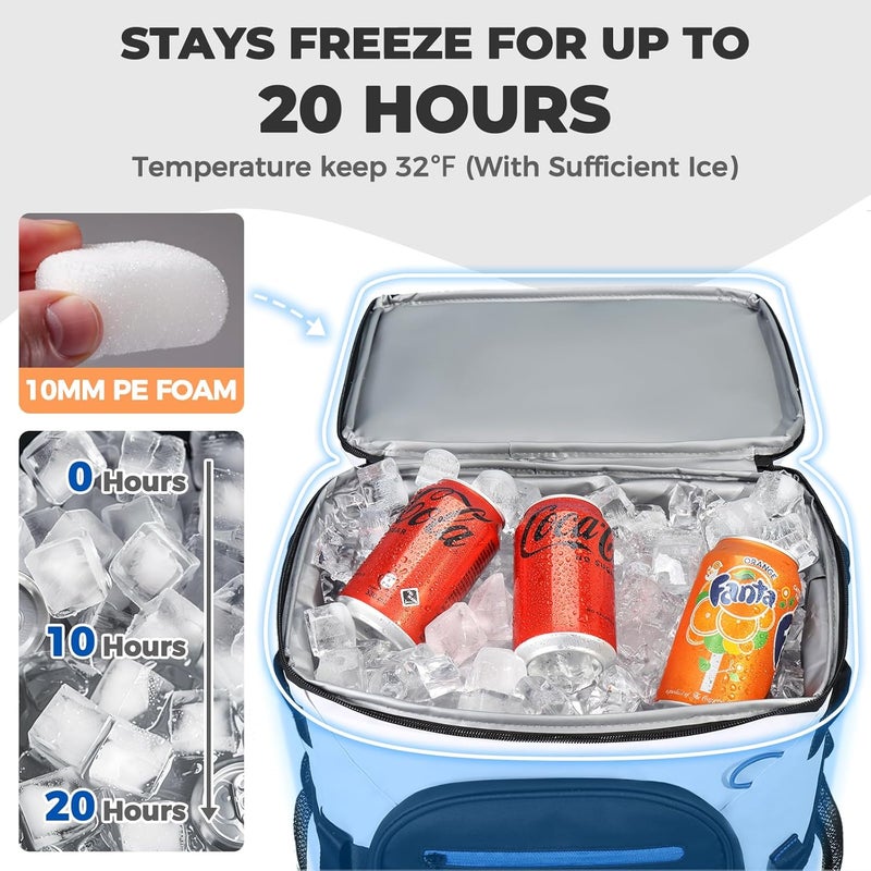 HEYTRIP Backpack Cooler 36/54 Cans, Insulated Portable Large Leakproof Waterproof Cooler Bag, 20 Hours Cold Retention for Lunch Camping Travel Beach Picnic - Image 2